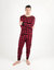 Mens Plaid Cotton Pajamas - Red-Black