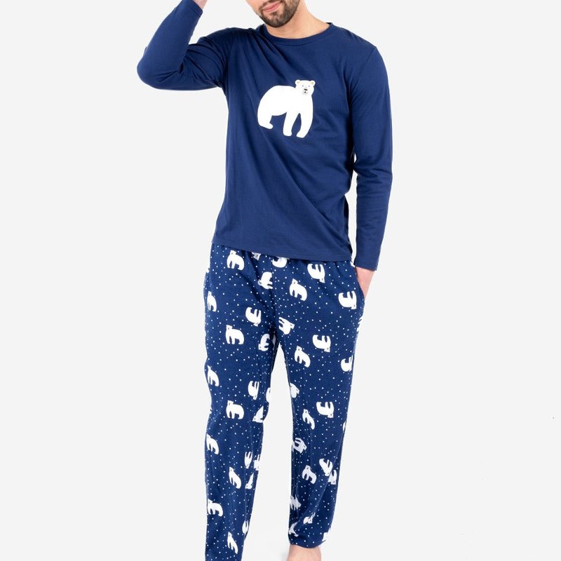 Shop Leveret Mens Polar Bear Flannel Set In Blue