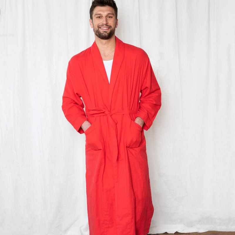 Shop Leveret Men's Red Solid Color Flannel Robe