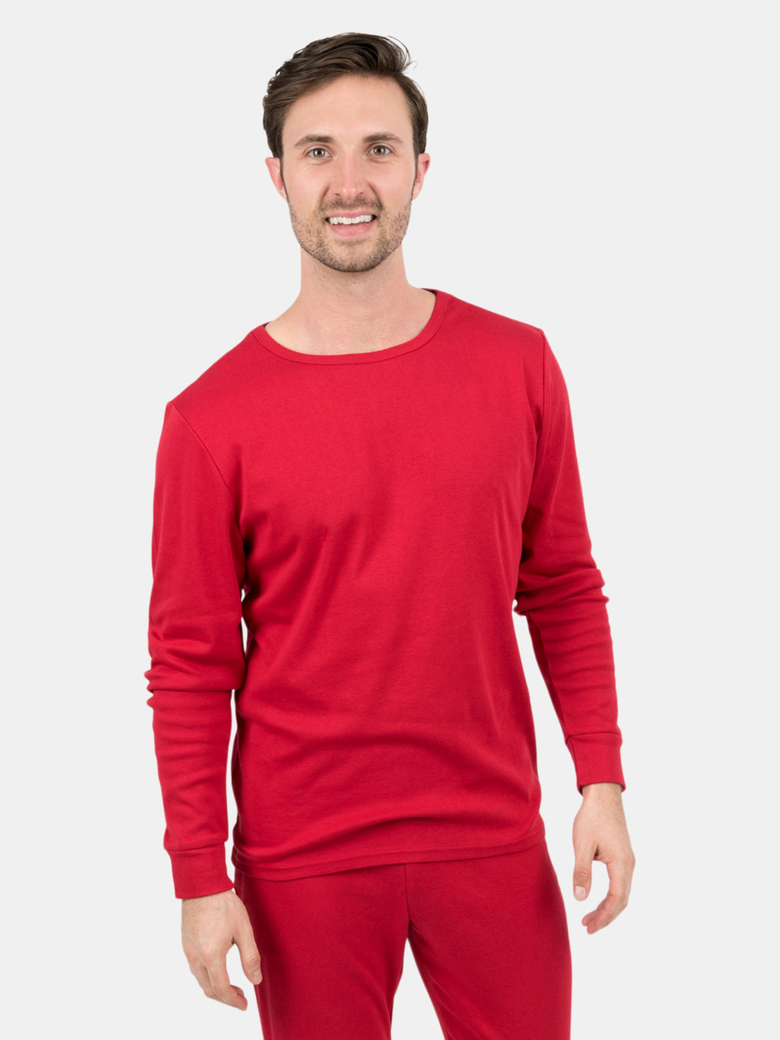 Leveret Mens Solid Color Pajamas In Red