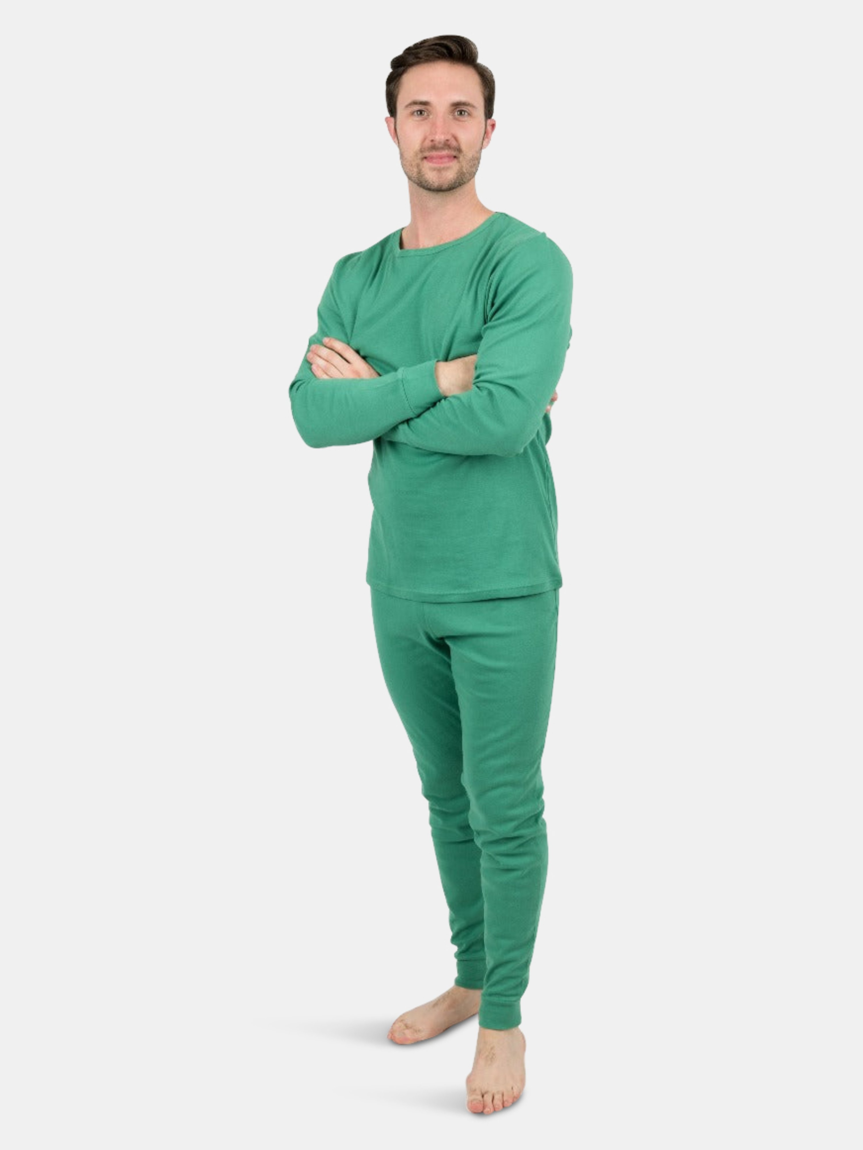 Leveret Mens Solid Color Pajamas In Green