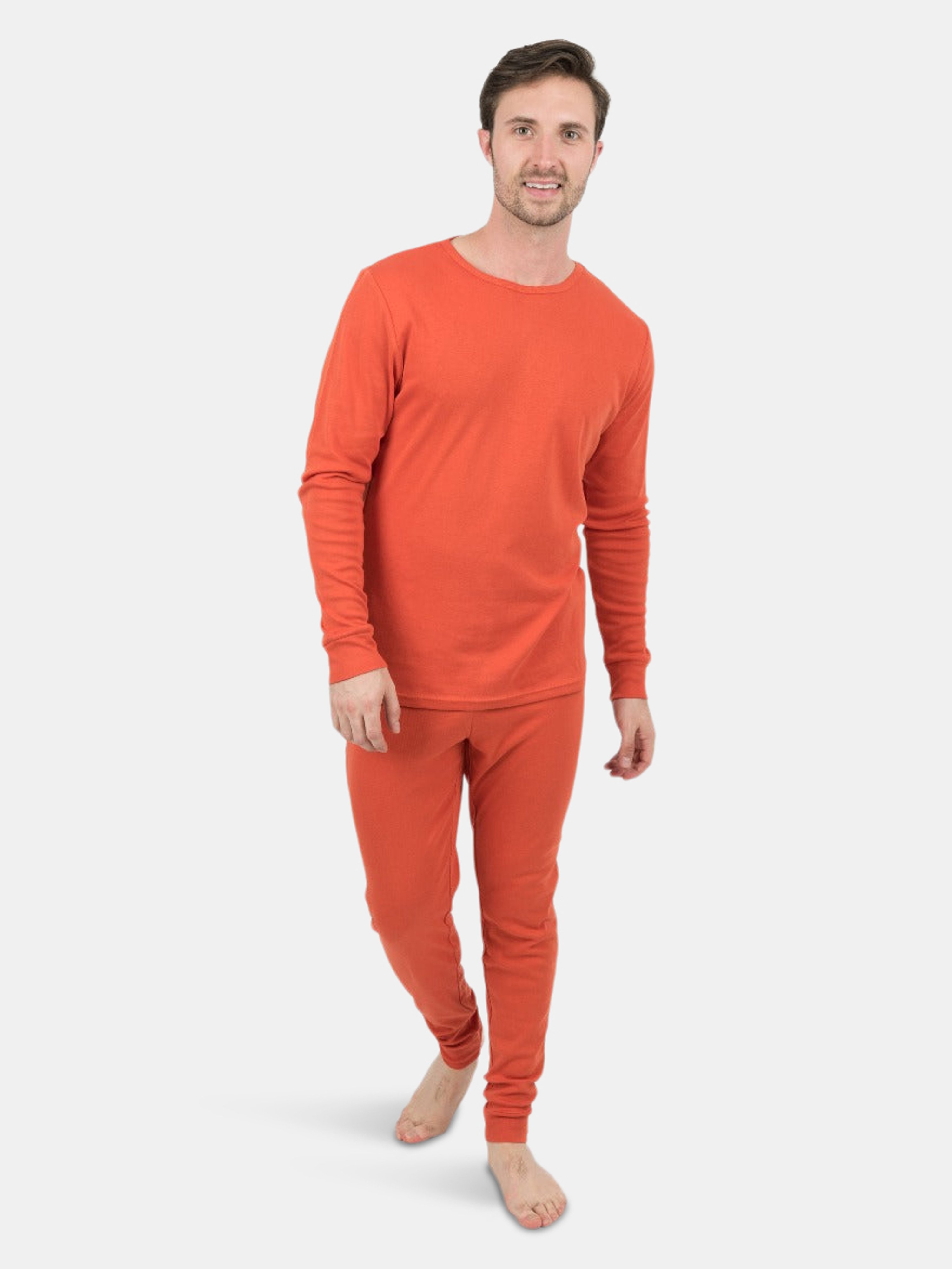 Leveret Mens Solid Color Pajamas In Orange