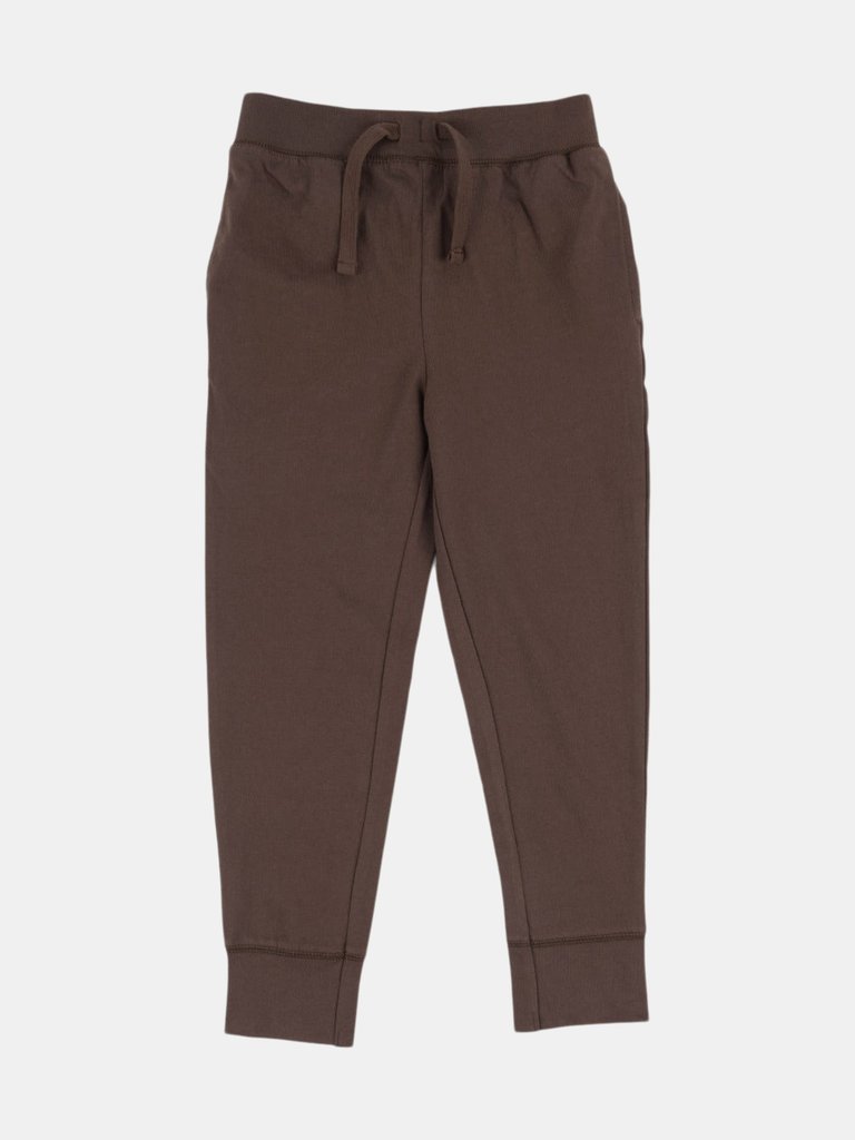 Solid Neutral Color Drawstring Pants - Brown