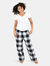 Womens Black & White Plaid Flannel Pants