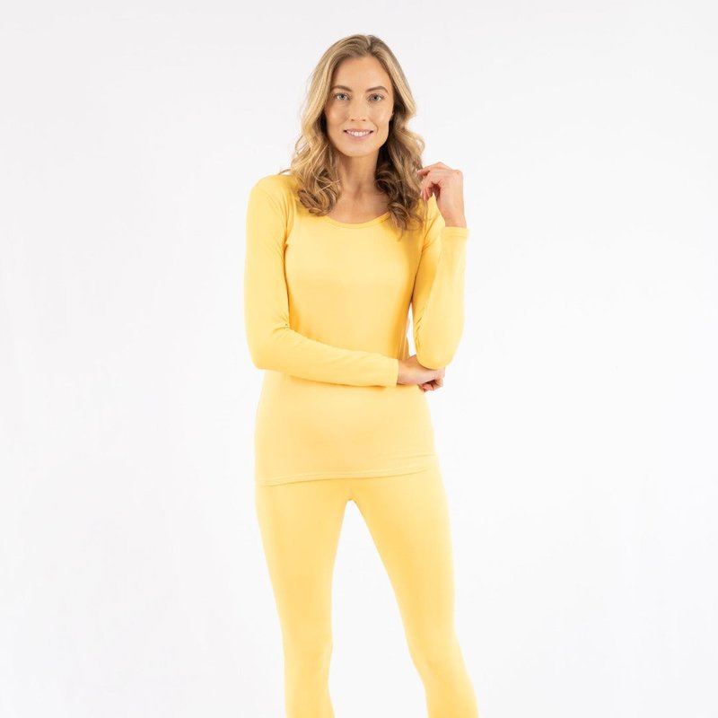 Leveret Womens Classic Solid Color Thermal Pajamas In Yellow