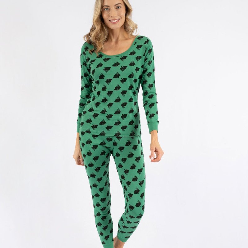 Shop Leveret Womens Cotton Bunny Pajamas In Green