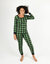 Womens Cotton Plaid Pajamas - Green-Black