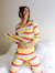 Womens Cotton Rainbow Stripes Pajamas