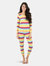 Womens Cotton Rainbow Stripes Pajamas