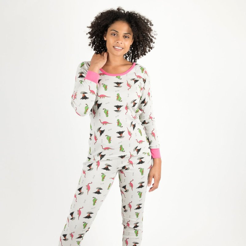 Shop Leveret Women's Dinosaur Pajamas In Pink