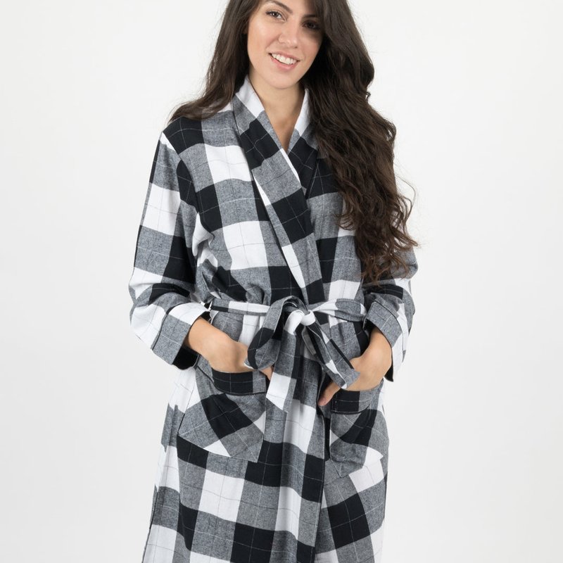 Leveret Womens Flannel Robe In White