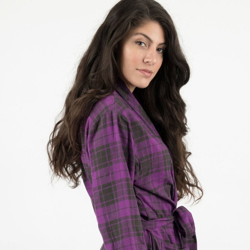 Shop Leveret Womens Flannel Robe In Purple