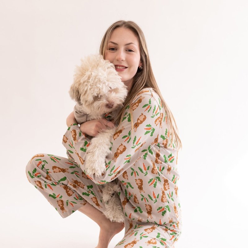 Leveret Womens Loose Fit Rabbit Pajamas In Brown