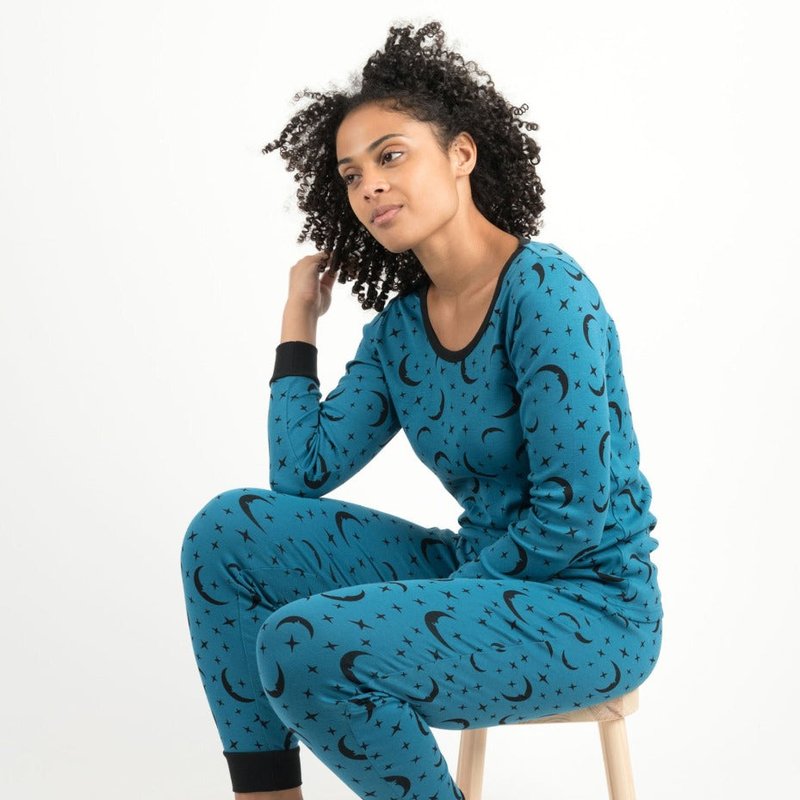 Leveret Womens Moon Pajamas In Blue