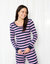 Womens Purple Stripes Cotton Pajamas