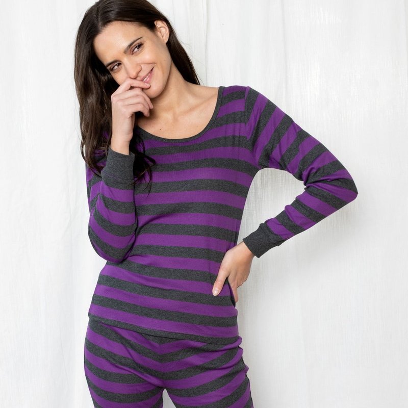 Leveret Womens Purple Stripes Cotton Pajamas
