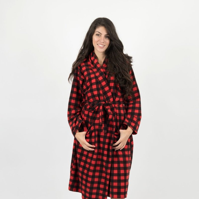 Shop Leveret Women's Red & Black Plaid Fleece Robe