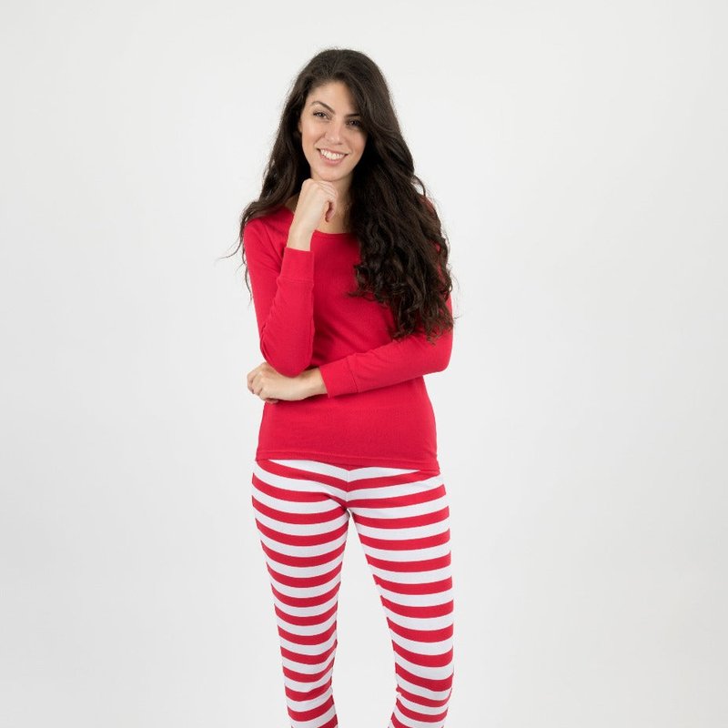 Leveret Striped Cotton Christmas Pajamas 2-piece Set In Red