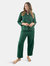 Womens Solid Color Flannel Pajamas - Green