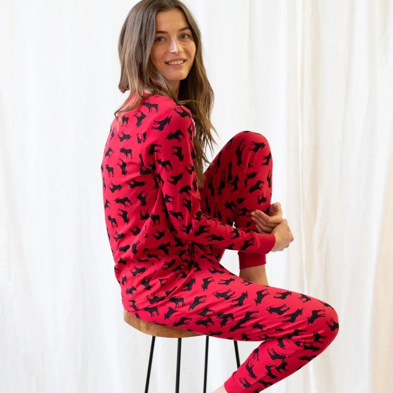 Leveret Cotton Christmas Pajamas 2-piece Set In Red