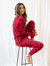 Womens Two Piece Cotton Moose Pajamas - Moose-Red