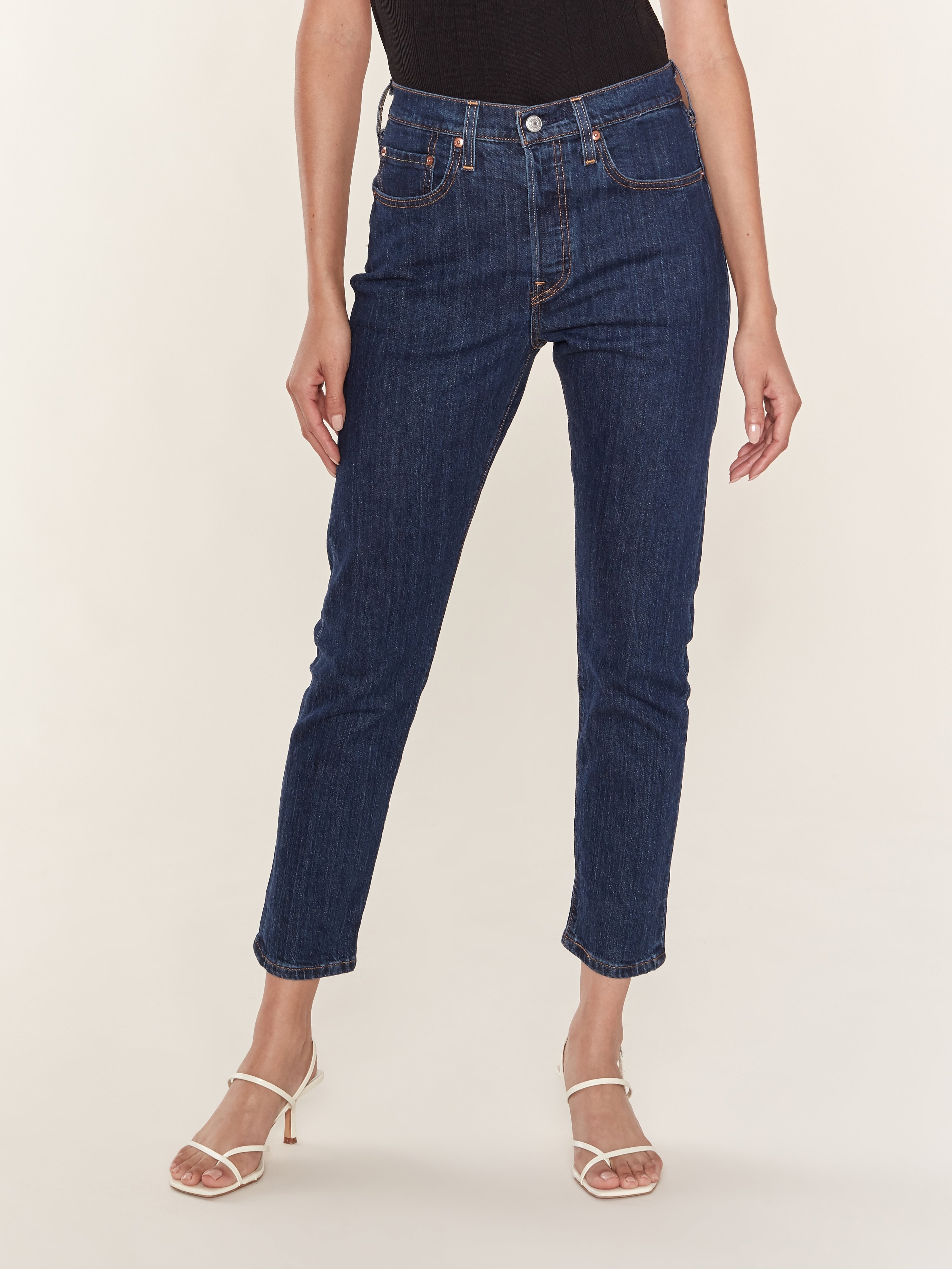 Levi's 501 High Rise Cropped Skinny Jeans In Above Water