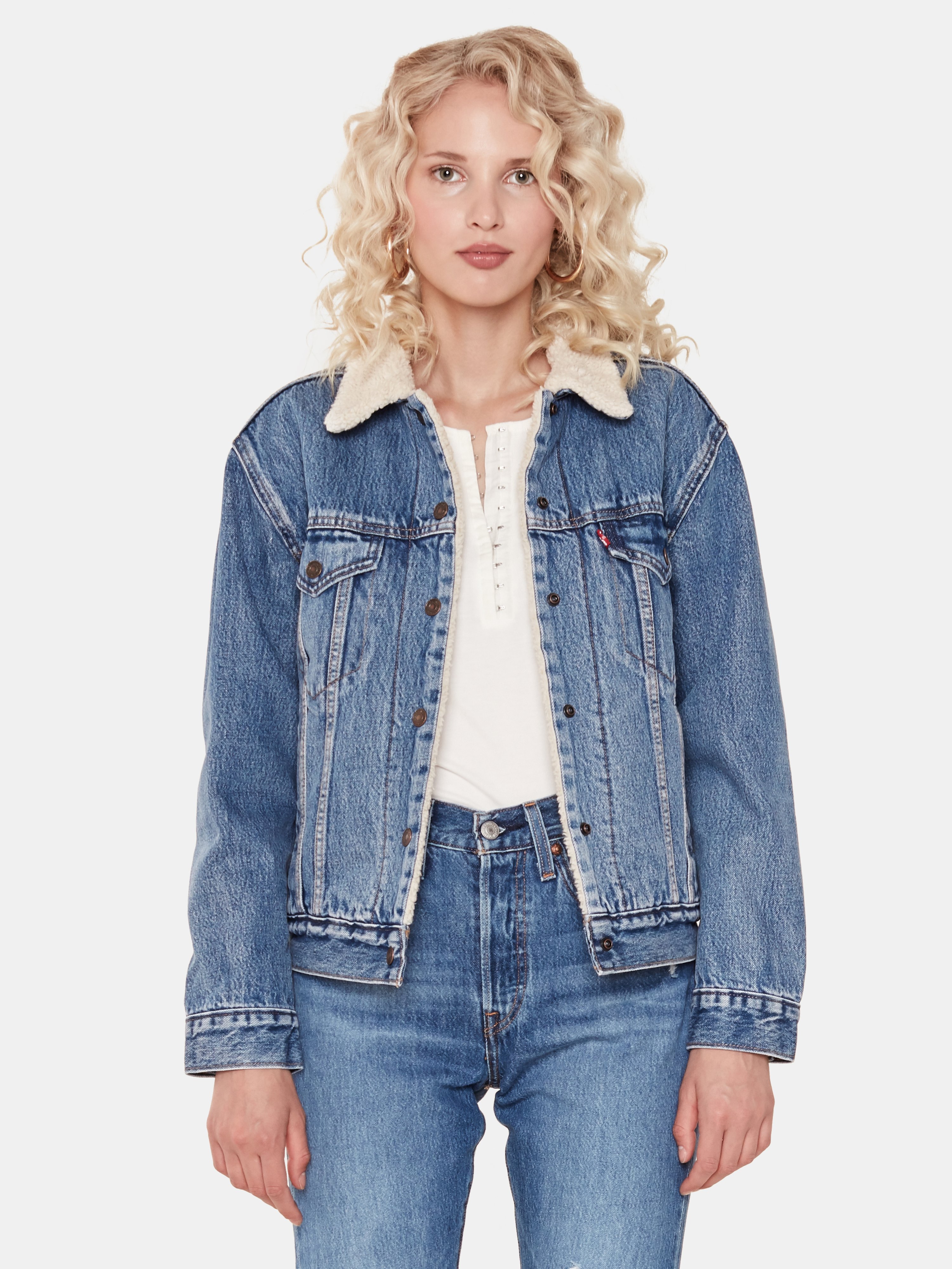 Levi's Faux Shearling Lined Denim Trucker Jacket In Addicted To Love ...