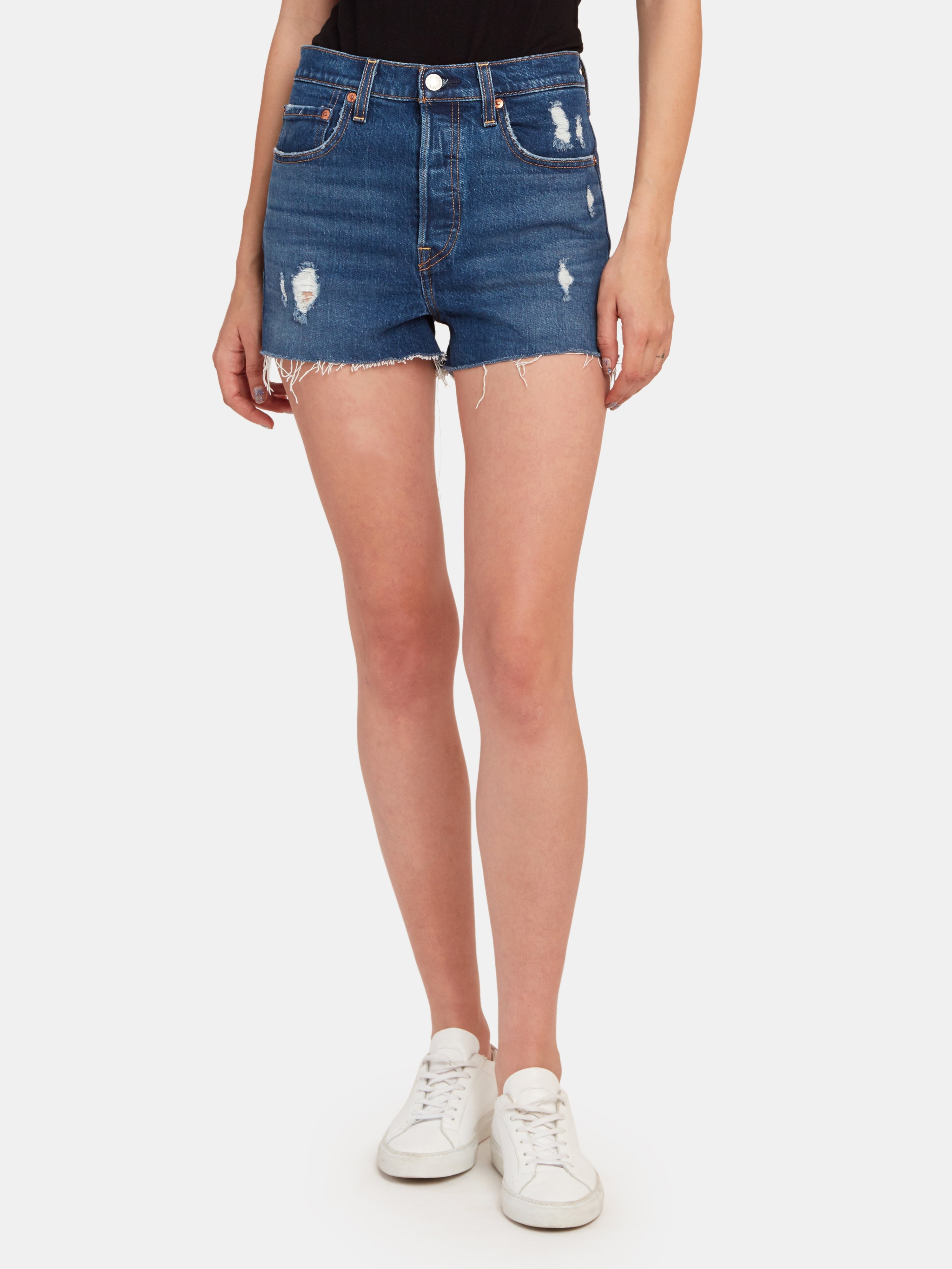 Levi's Ribcage Ultra-high Rise Cutoff Straight Fit Shorts In Charleston  Chill Short | ModeSens