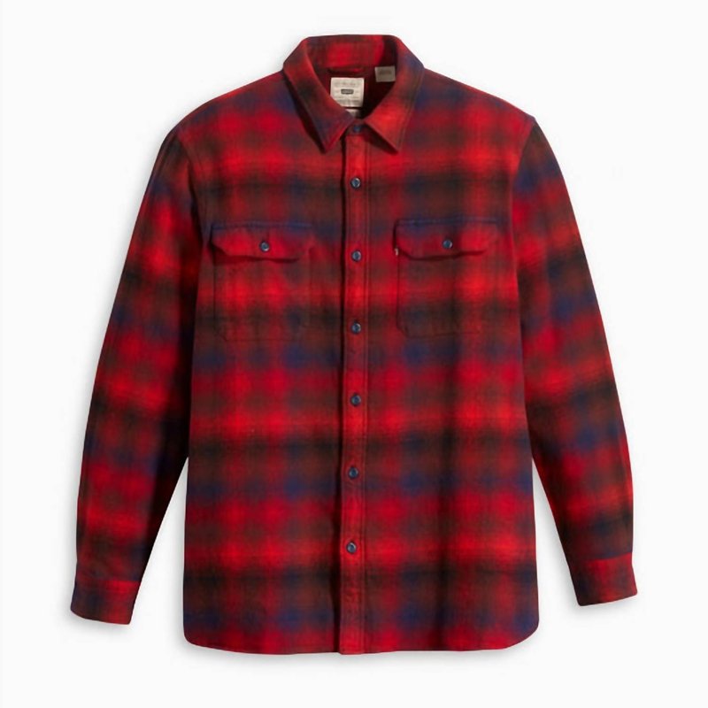 Shop Levi's Jackson Worker Flannel Jonty Plaid Shirt In Red
