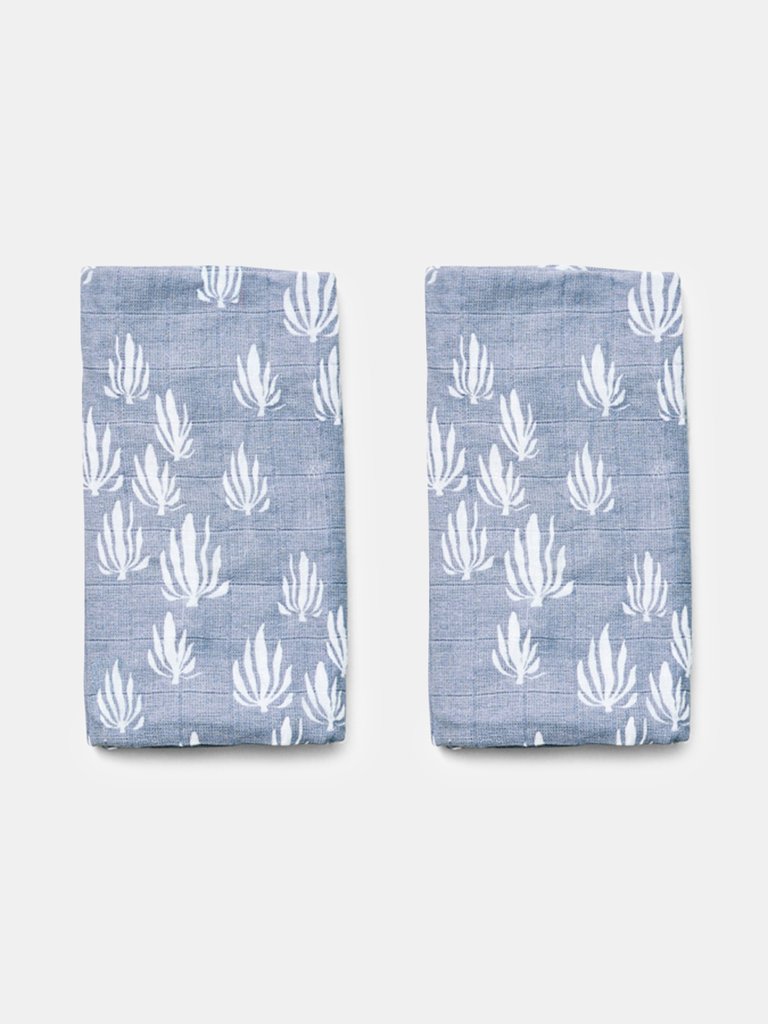 Burp Cloth Set - Bay Blue Inverse Seaweed