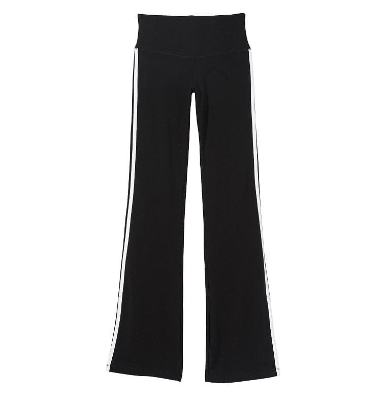 Lezat Ella Organic Cotton High-rise Flare Stripe Leggings In Black