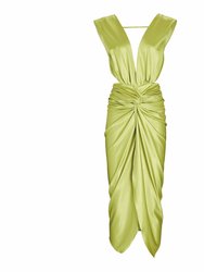 Goddess Ruched Twist Dress - Pear