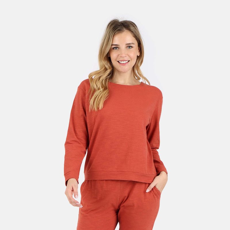 Lezat Tegan Cotton Long Sleeve Pullover In Red