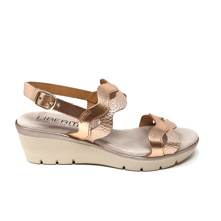 Alice wedge sandal in leather - Pink