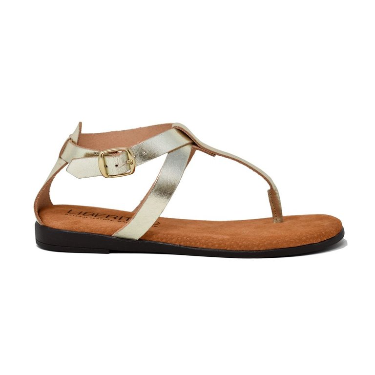 Jackalyn flat sandal in leather - Dorado