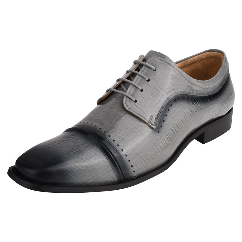 Libertyzeno Bruce Leather Oxford Style Dress Shoes In Grey