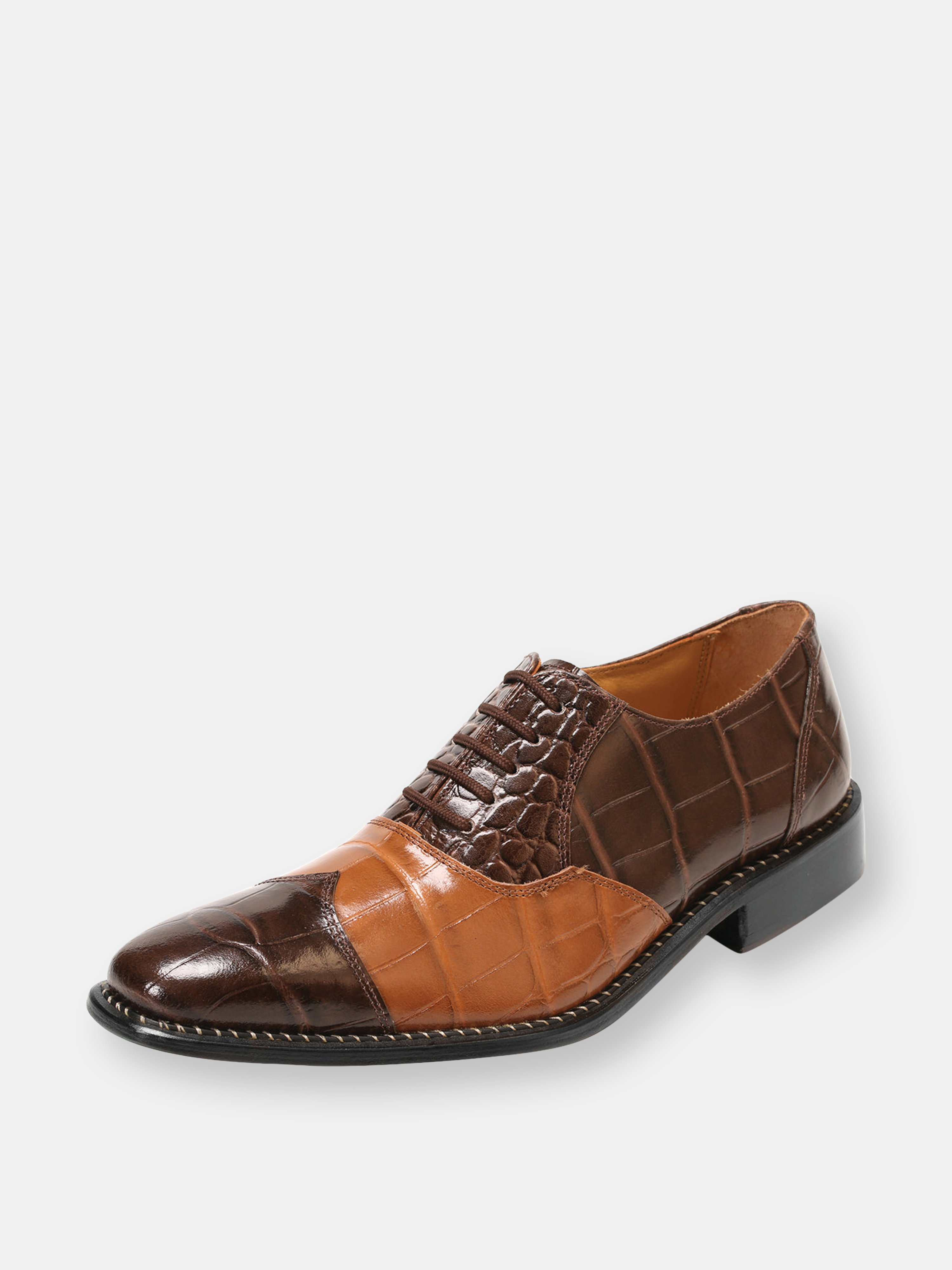 Libertyzeno Crosset Leather Oxford Style Dress Shoes In Brown
