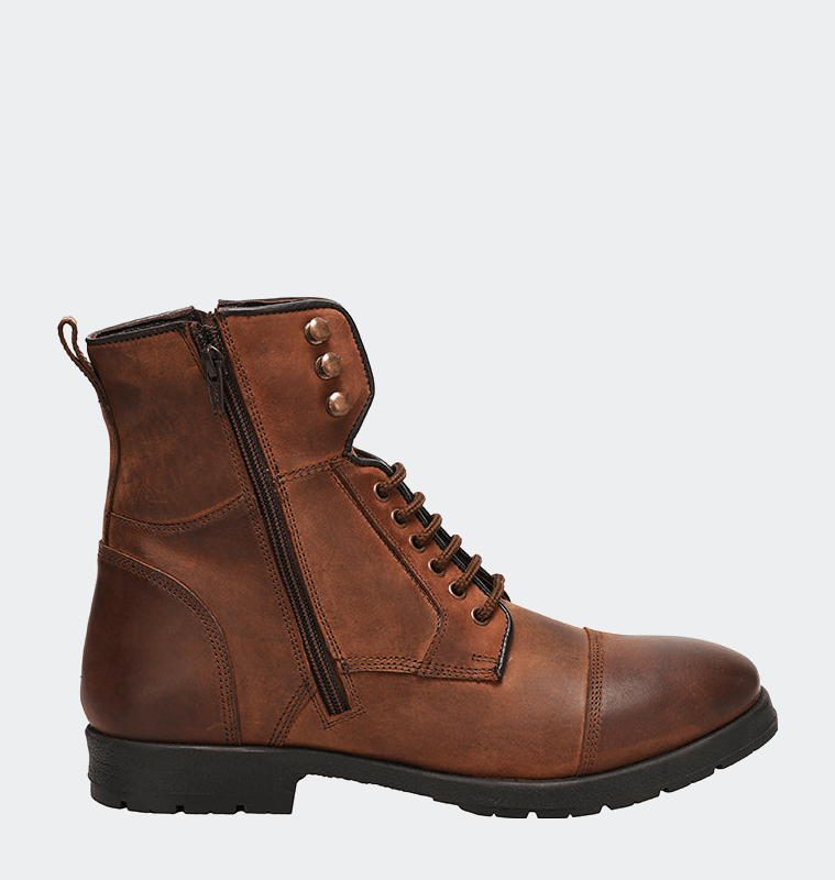 Libertyzeno Hopper Men's Leather Ankle Length Boots In Brown