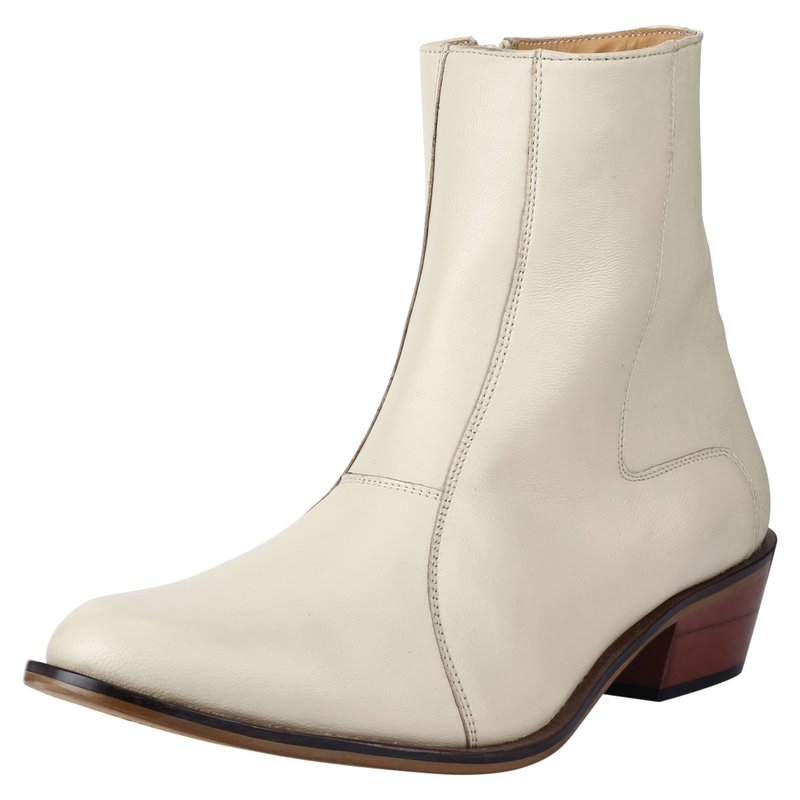 Libertyzeno Jazzy Jackman Leather Ankle Length Boots In White
