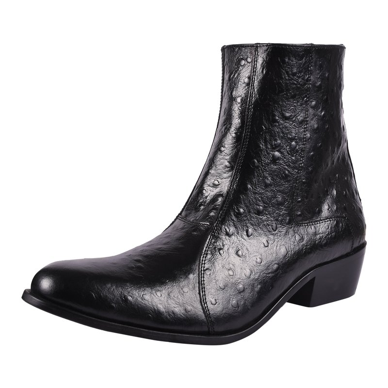 Libertyzeno Jazzy Jackman Leather Print Ankle Length Men's Boots In Black