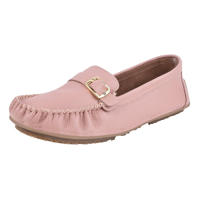 Libertyzeno Mary Genuine Leather Women's Slip On Buckle Loafers In Pink