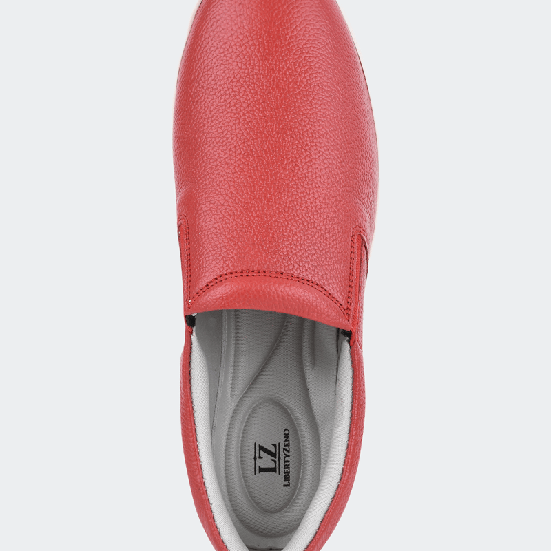 Libertyzeno Silas Genuine Leather Slip On Loafer Shoes In Red