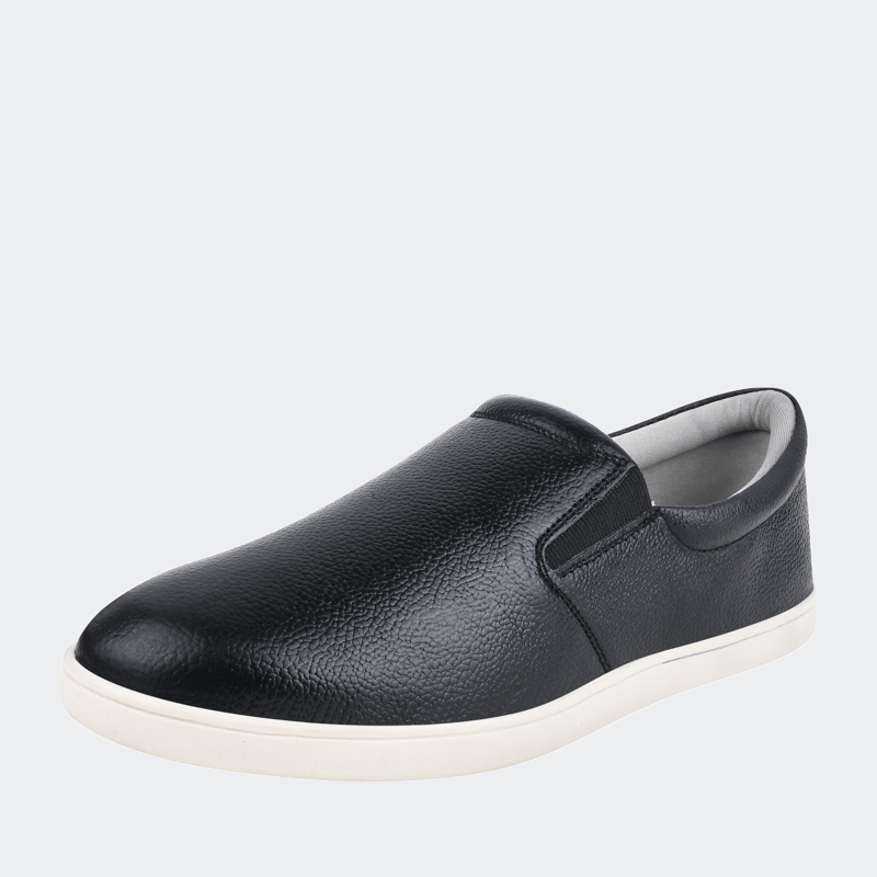 Libertyzeno Silas Genuine Leather Slip On Loafer Shoes In Black