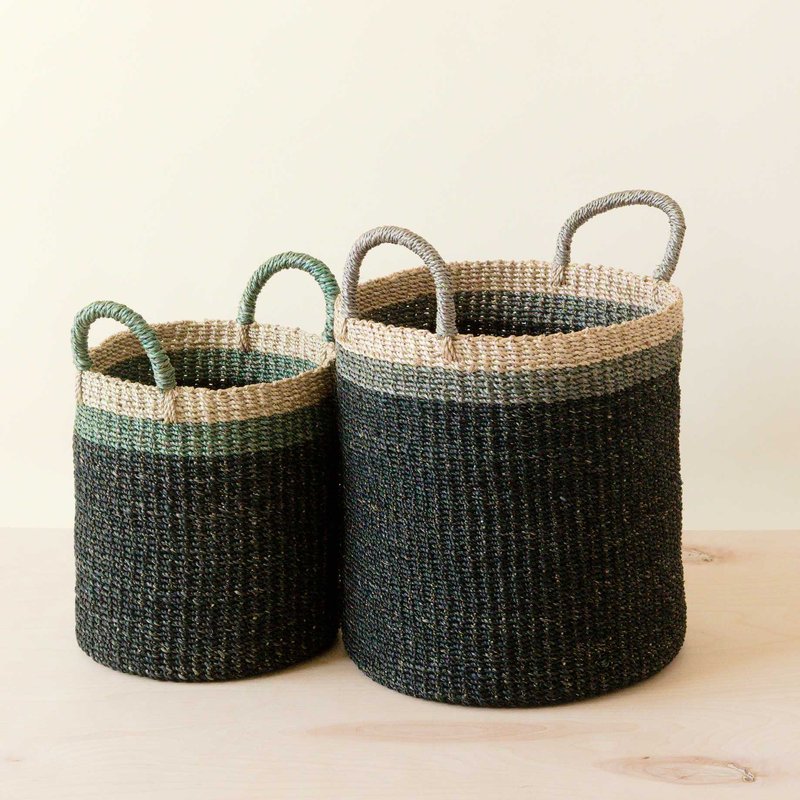 Likha Baskets With Handle, Set Of 2 In Black