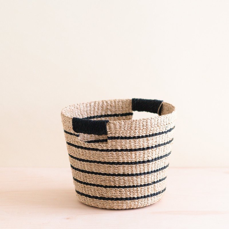 Likha Black + Natural Striped Tapered Basket In Neutral