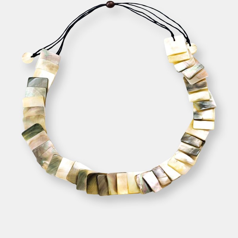 Likha Mother Of Pearl Shell Necklace In Grey
