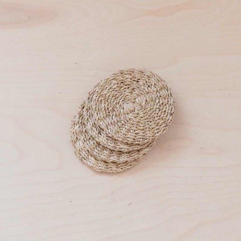 Likha Natural Round Abaca Coasters Set Of 4 In Brown