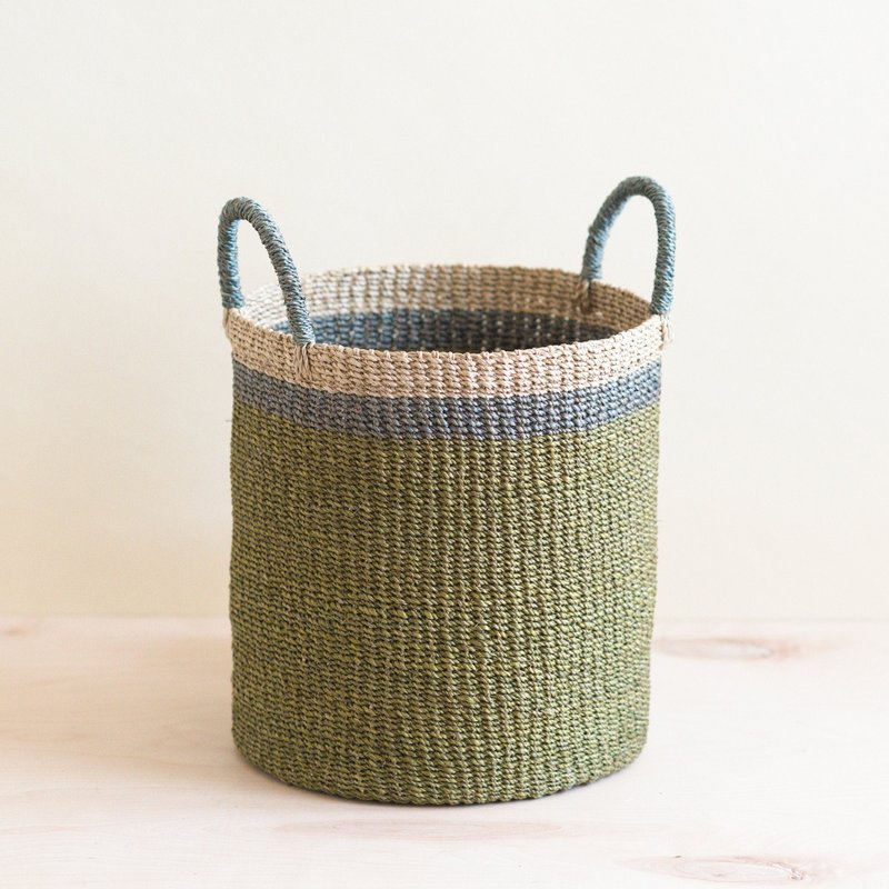 Likha Olive Floor Basket With Handle In Green