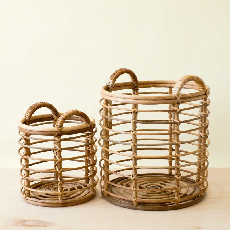 Likha Rattan Cylinder Basket In Brown