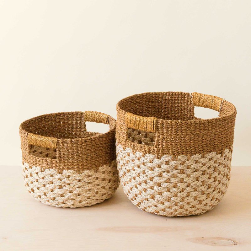 Likha Round Baskets, Set Of 2 In Brown